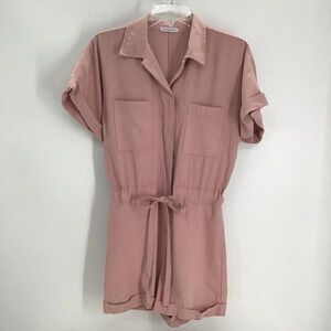Lida Kate Women’s Romper Playsuit Tie Belt Casual Summer Blush Pink Size Small